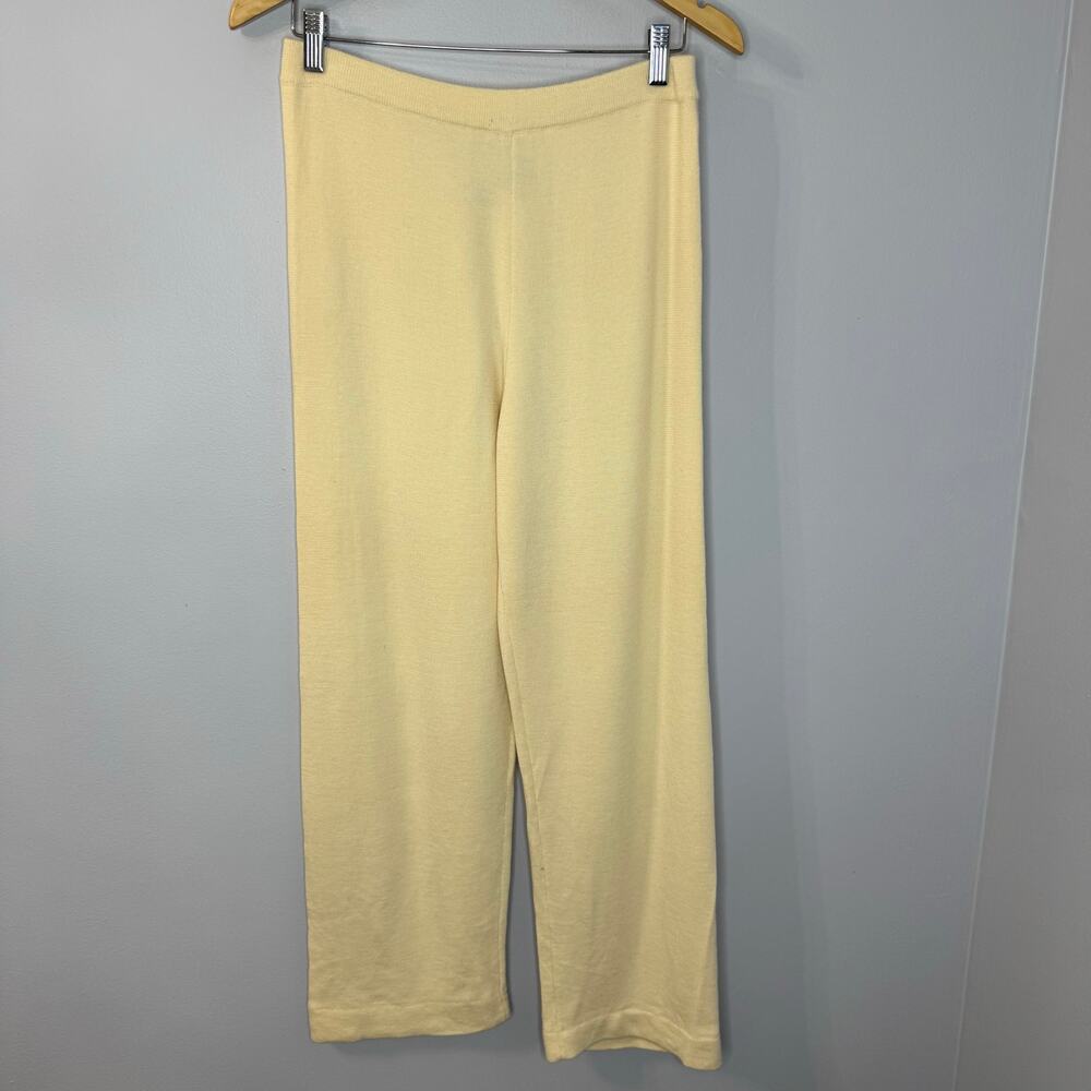 Bloomingdale's Vintage Wool Knit Pull-on Pants Cream Straight Leg Sz LP